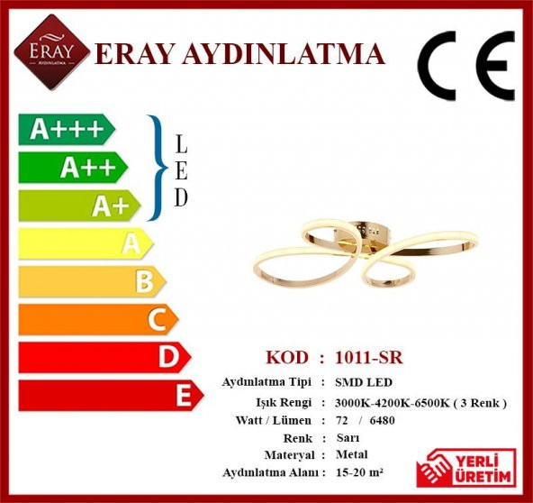 Eray Aydınlatma 1011-SR Sarı  Led Avize - Resim 4