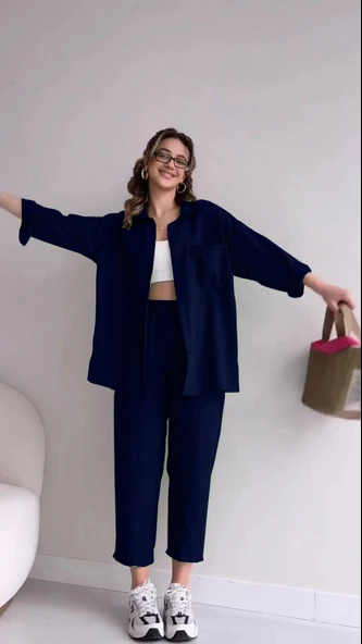 Keten Günlük İkili Takım Elbise Pantolon Gömlek ürün görseli 1