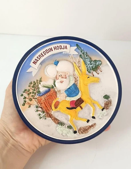 Tabak Seramik Nasreddin Hoca Ve Eşşeği  Duvar Masa Süsü Dekor ürün görseli 1