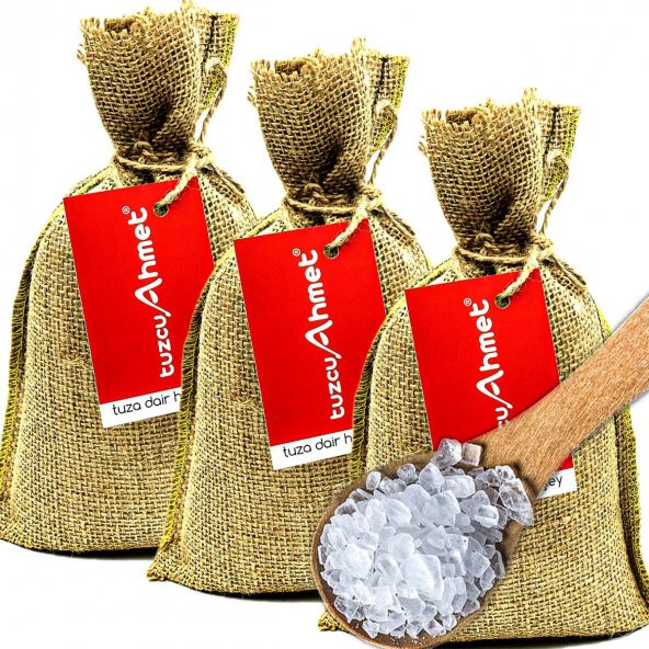Tuzcu Ahmet  3 Adet 1 Kg Jüt Torbada İri Taneli Kristal Çankırı Kaya Tuzu ürün görseli 1
