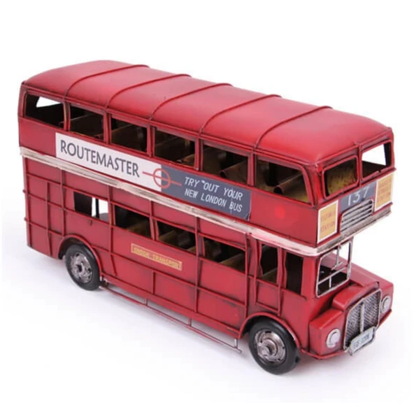 Dekoratif Metal Londra Şehir Otobüsü 32 cm ürün görseli 1