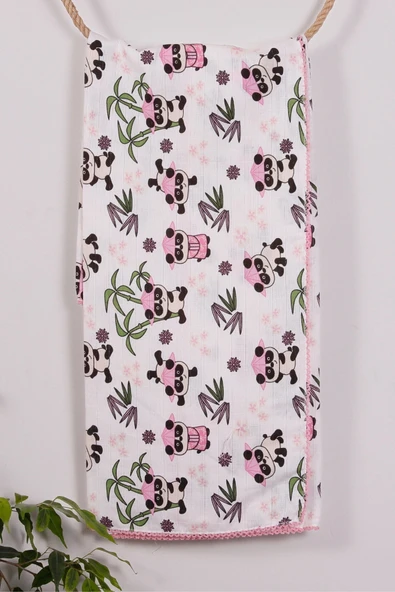 Pembe Bambu 95*120 Müslin Bebek Battaniyesi ürün görseli 1