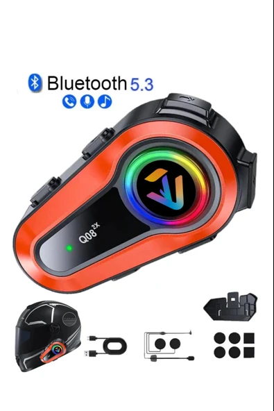 1000 Mt Intercom 2 Eşleşmeli Kask Kulaklık Q-08 Su Geçirmez Bluetooth Motosiklet Intercom Kulaklık ürün görseli 1