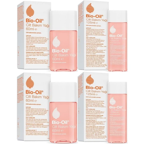 Bio-Oil Çatlak Oluşumunu Önleyici Cilt Bakım Yağı Karma 4 Lü Set 125ML+60ML (Yeni Formül) ürün görseli 1