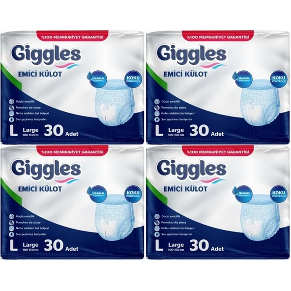 Giggles Yetişkin Bezi Emici Külot L-Büyük 120 Adet (4PK*30) ürün görseli 1