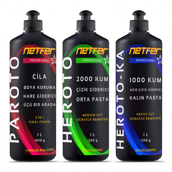 Netfer 3'lü Orta Kalın Pasta Cila Set - 3x1 L ürün görseli 1