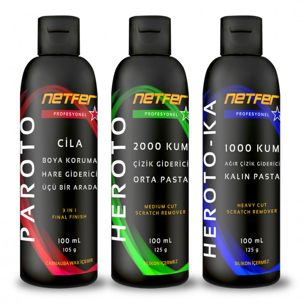 Netfer 3'lü Orta Kalın Pasta Cila Set - 3x100 mL ürün görseli 1