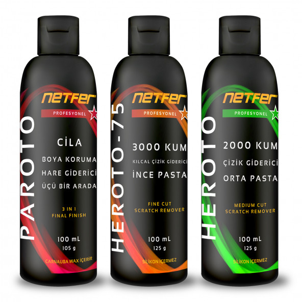 Netfer 3'lü İnce Orta Pasta Cila Set - 3x100 mL ürün görseli 1