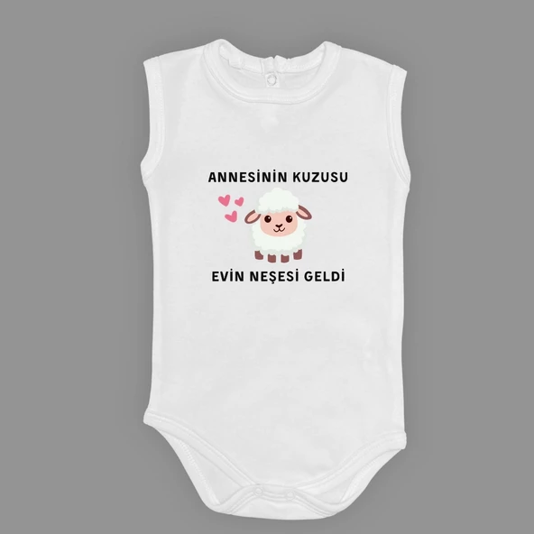 Annesinin Kuzusu Neşesi Geldi Baskılı Bebek Body Zıbın Çıtçıtlı Badi ürün görseli 1