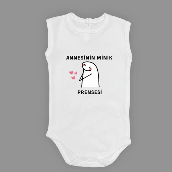 Annesinin Minik Prensesi kalpli Baskılı Bebek Body Zıbın Çıtçıtlı Badi ürün görseli 1