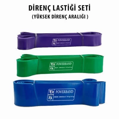 Powerband Direnç Lastiği ve Egzersiz Bandı Yüksek Direnç Seti 3 Adet ürün görseli 1
