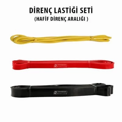 Powerband Direnç Lastiği ve Egzersiz Bandı Hafif Direnç Seti 3 Adet ürün görseli 1