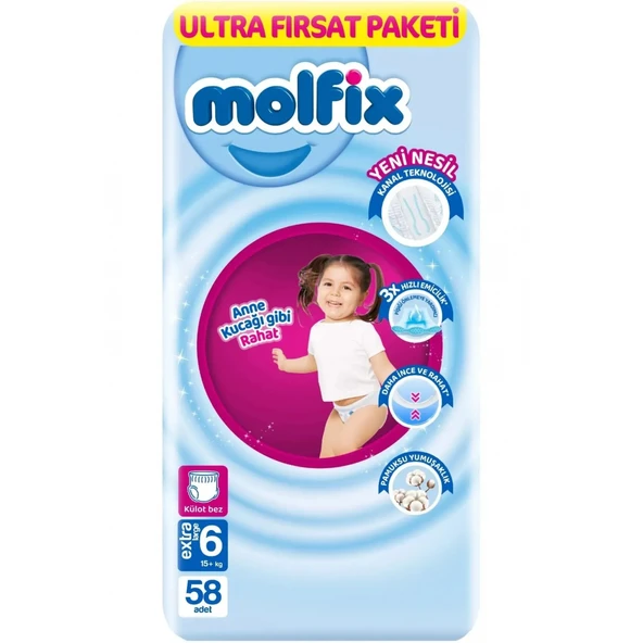 Molfix Külot Bez Ultra Fırsat Paketi 6 Beden 15+ Kg 58 Adet ürün görseli 1