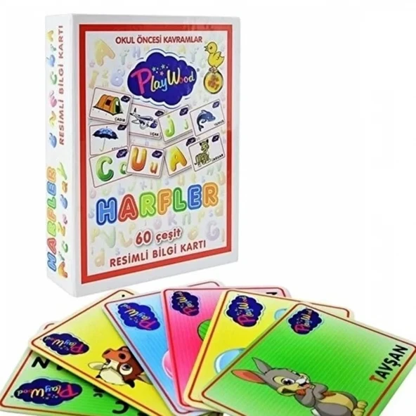 Playwood Eğitici Resimli Bilgi Kartları Harfler 26 ürün görseli 1