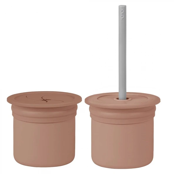 Oioi Ham+hüp Pipetli Silikon Bardak Seti Woody Brown / Powder Grey ürün görseli 1