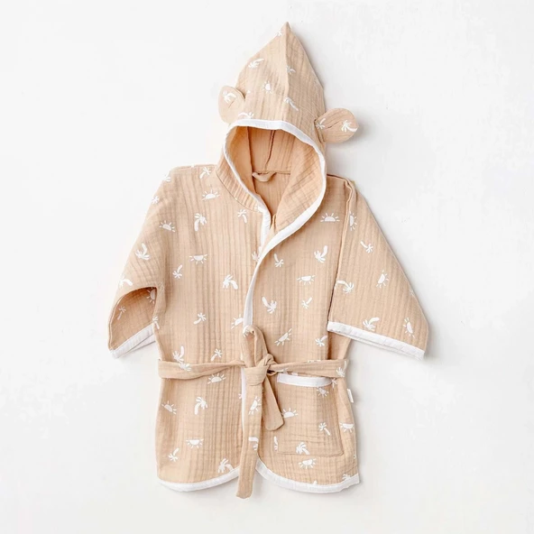 Andywawa Ac24611 Bathrobe Smil All Day Bebek Bornoz Beige ürün görseli 1