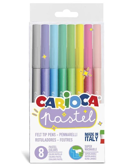 Carioca Pastel Renkler Süper Yıkanabilir Keçeli Boya Kalemi 8 Renk ürün görseli 1