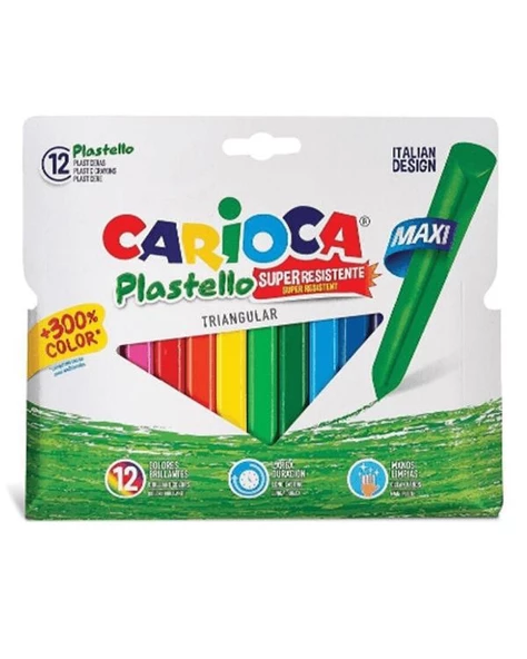 Carioca Plastello 12li Elleri Kirletmeyen Maxi Pastel Boya Kalemi ürün görseli 1