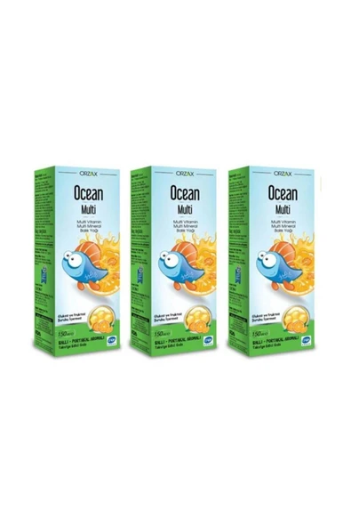 Ocean Ballı Portakallı Multi Balık Yağı Şurup 150 ml 3'lü Paket ürün görseli 1