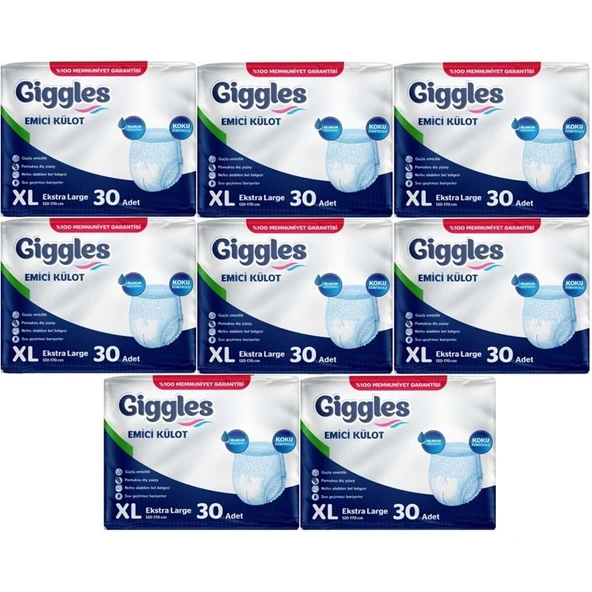 Giggles Yetişkin Bezi Emici Külot Ekstra Büyük (XL) 240 Adet (8PK*30) ürün görseli 1