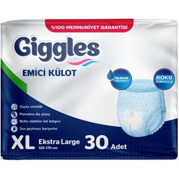 Giggles Yetişkin Bezi Emici Külot Ekstra Büyük (XL) 30 Adet Tekli Pk ürün görseli 1