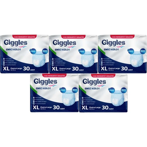 Giggles Yetişkin Bezi Emici Külot Ekstra Büyük (XL) 150 Adet (5PK*30) ürün görseli 1