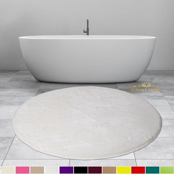 Bonny Home Elite Beyaz 120x120 cm Yuvarlak Peluş Banyo Paspası Kaymaz Taban Pufidik Banyo Halısı ürün görseli 1