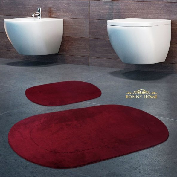 Bonny Home Rivora Mürdüm 2li Banyo Halısı Paspası Seti Kaymaz Tabanlı Klozet Takımı ürün görseli 1