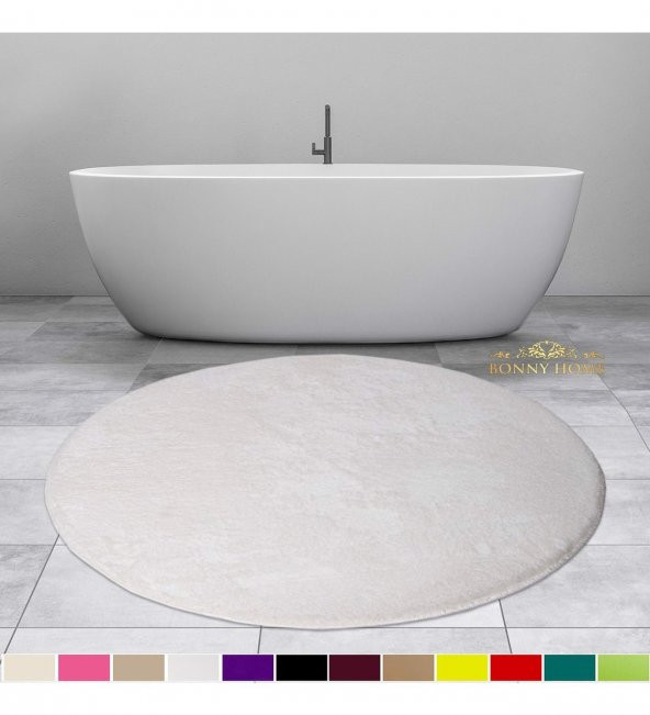 Bonny Home Elite Beyaz 100x100 cm Yuvarlak Peluş Banyo Paspası Kaymaz Taban Pufidik Banyo Halısı ürün görseli 1