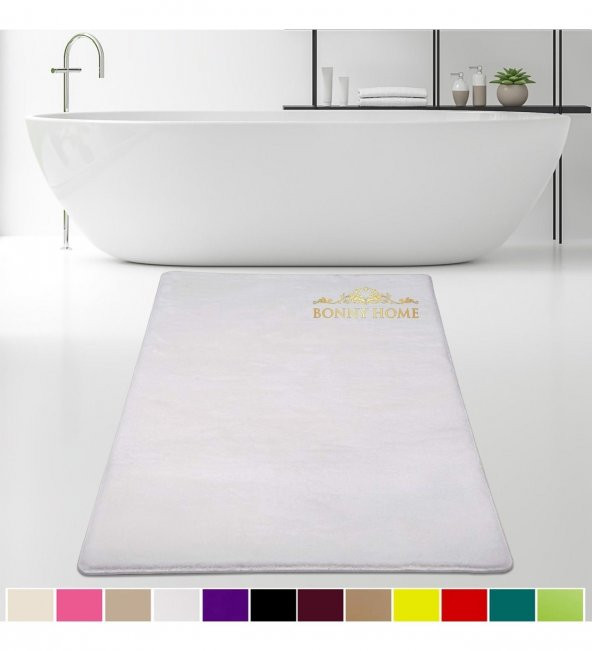 Bonny Home Elite Beyaz 120x180 cm Peluş Banyo Paspası Kaymaz Tabanlı Pufidik Banyo Halısı ürün görseli 1