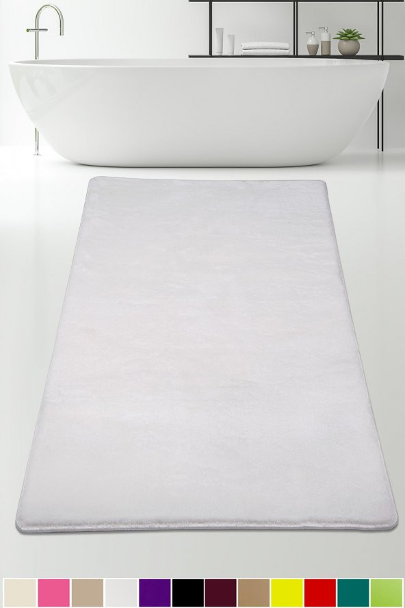 Bonny Home Elite Beyaz 80x150 cm Peluş Banyo Paspası Kaymaz Tabanlı Pufidik Banyo Halısı Büyük Ebat ürün görseli 1
