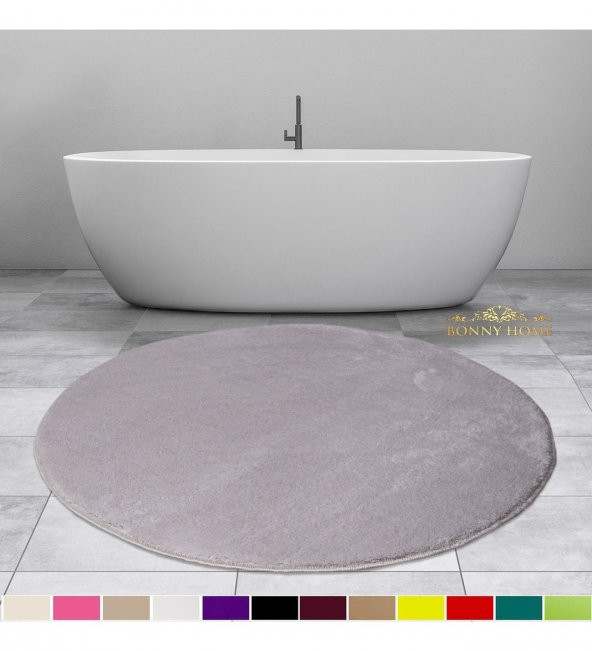 Bonny Home Elite Gri 120x120 cm Yuvarlak Peluş Banyo Paspası Kaymaz Taban Pufidik Banyo Halısı ürün görseli 1