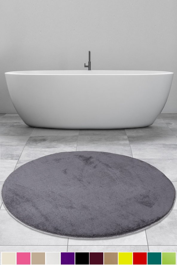 Bonny Home Elite Antrasit 120x120 cm Yuvarlak Peluş Banyo Paspası Kaymaz Taban Pufidik Banyo Halısı ürün görseli 1