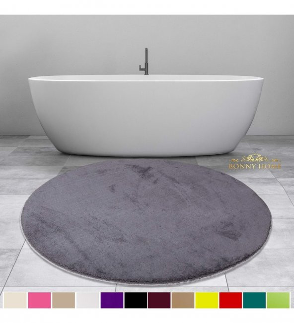 Bonny Home Elite Antrasit 100x100 cm Yuvarlak Peluş Banyo Paspası Kaymaz Taban Pufidik Banyo Halısı ürün görseli 1