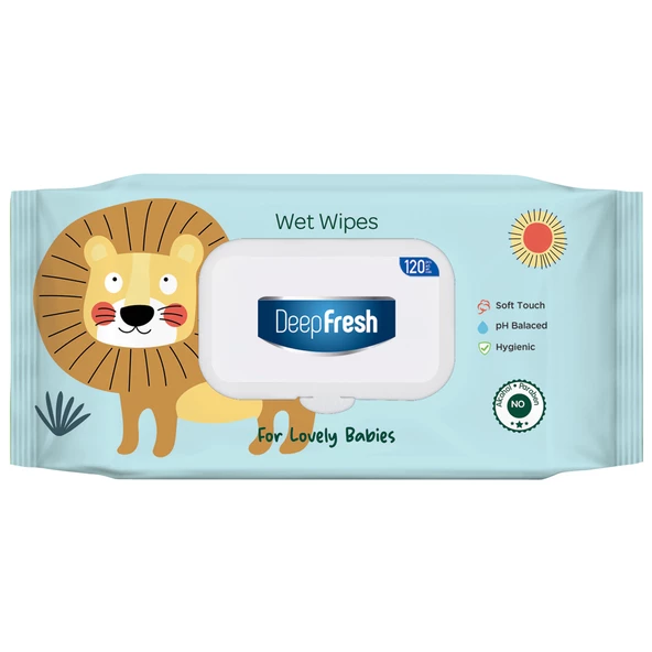DeepFresh Islak Mendil Lovely Babies Aslan 120 Yaprak ürün görseli 1