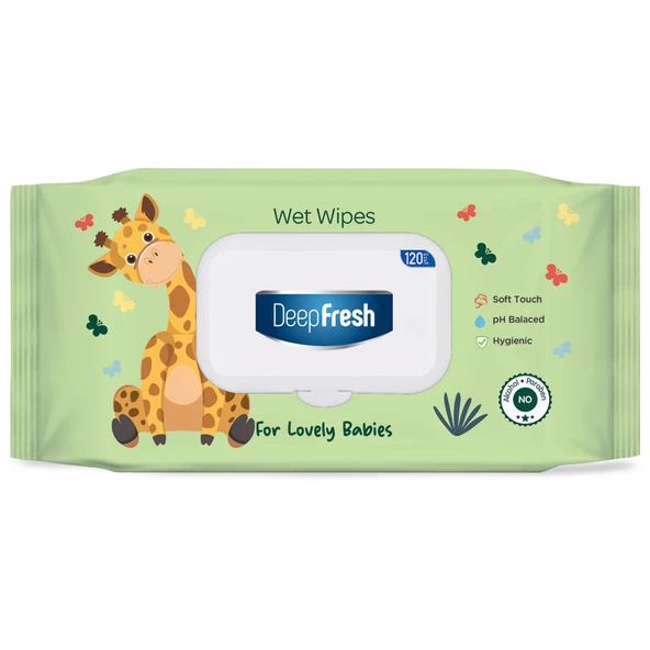 DeepFresh Islak Mendil Lovely Babies Zürafa 120 Yaprak ürün görseli 1
