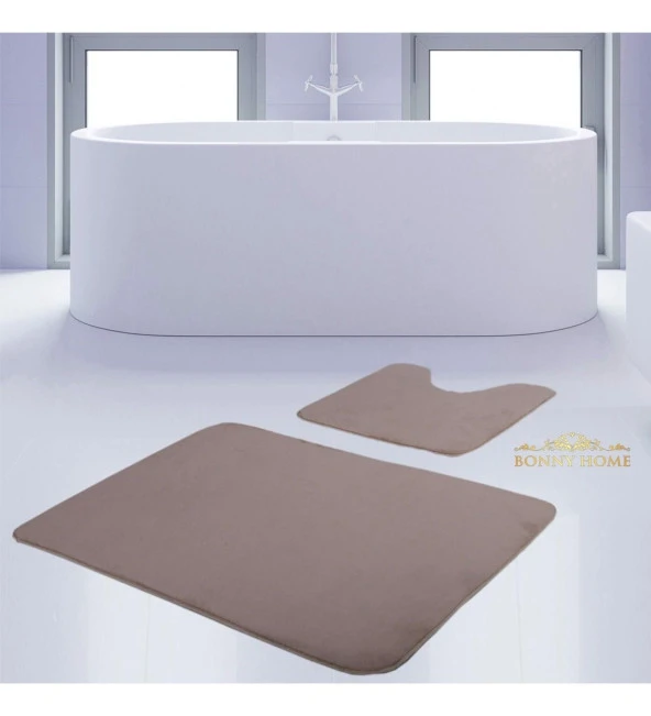 Bonny Home Unicolor Düz Vizon 2li Banyo Paspası Halısı Seti Kaymaz Klozet Taban Takımı ürün görseli 1