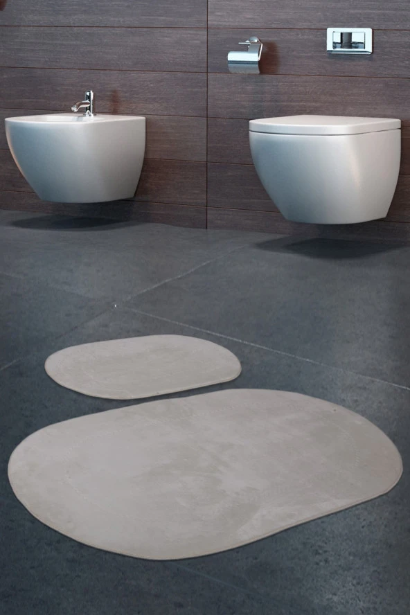 Bonny Home Rivora Krem 2li Banyo Halısı Paspası Seti Kaymaz Tabanlı Klozet Takımı ürün görseli 1
