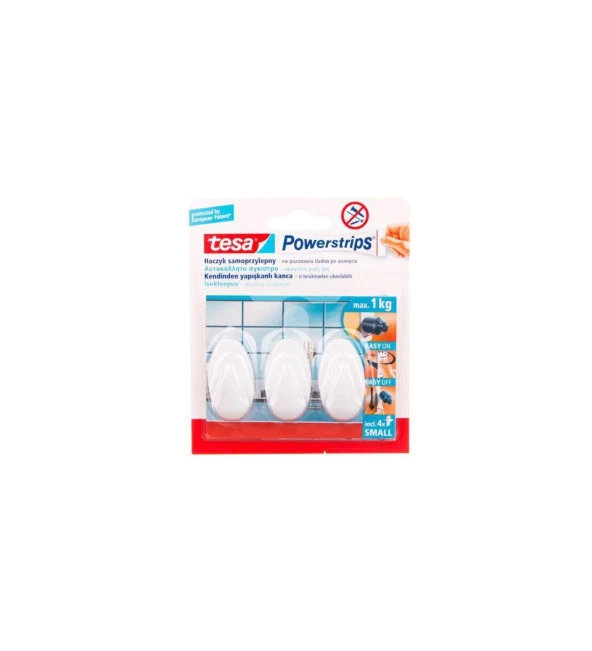 Tesa İz Bırakmadan Sökülebilir Askı Küçük Oval Beyaz, Powerstrıps 3 Adet ürün görseli 1