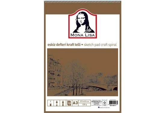 Mona Lisa Eskiz Defteri Kraft Telli A3 - 120 g ürün görseli 1