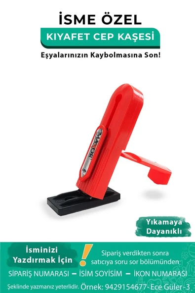 Kırmızı Cep Kaşesi, Elbise İsim Ve Kıyafet, Defter Kitap Kaşesi Anaokulu Kreş Etiket, Öğrenci Kaşesi ürün görseli 1