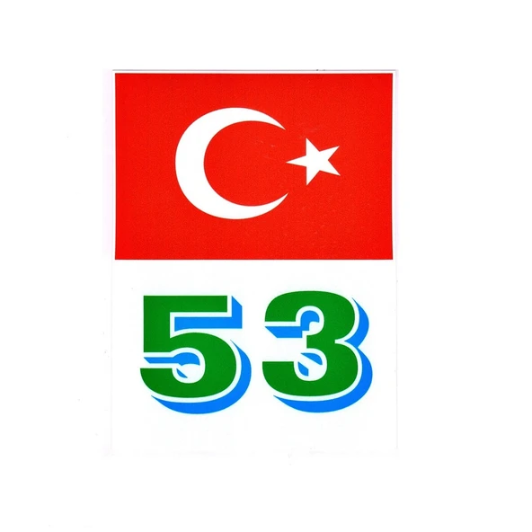 Türkiye Bayraklı Rize 53 Plaka Kodu Ön Cam Sticker ürün görseli 1