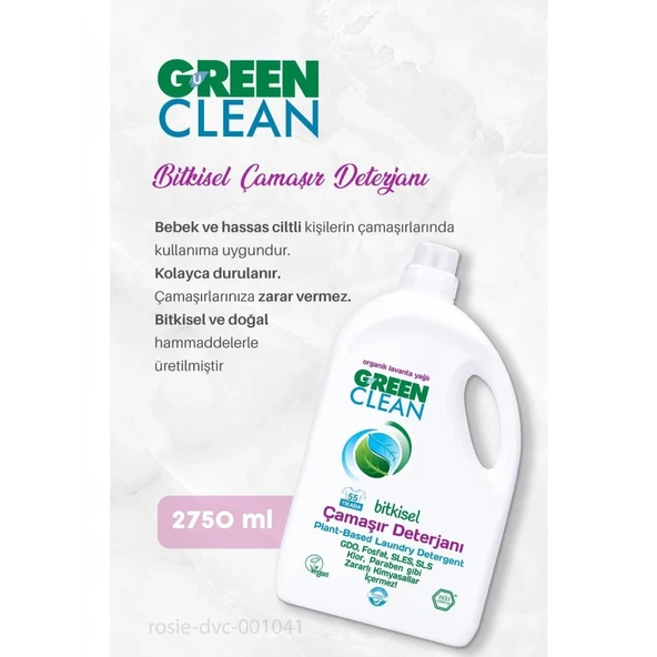 Green Clean Bitkisel Çamaşır Deterjanı 2750 Ml (55 Yıkama) - Resim 2