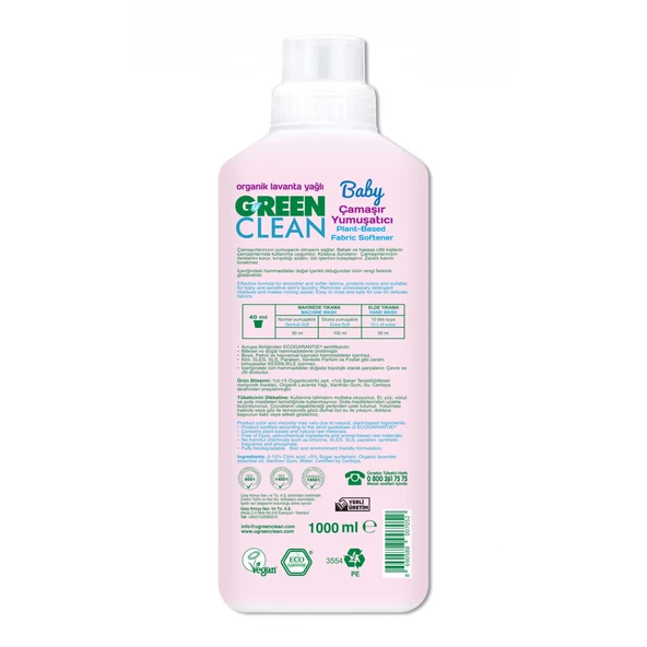 Green Clean Baby Bitkisel Çamaşır Yumuşatıcı 1000 Ml - Resim 2