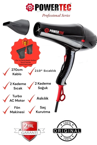 Powertec TR-901 Profesyonel Saç Kurutma Fön Makinesi ürün görseli 1