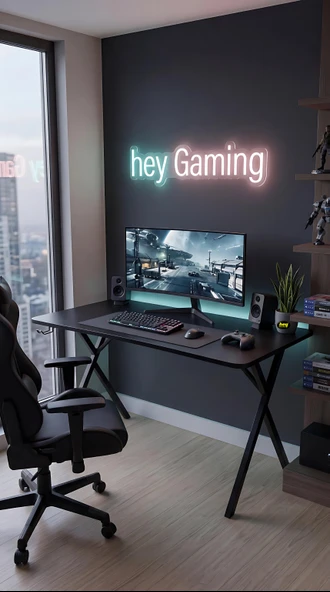 Hey Gaming Profesyonel Oyuncu Masası Siyah 120 Cm Siyah Ayak ürün görseli 1