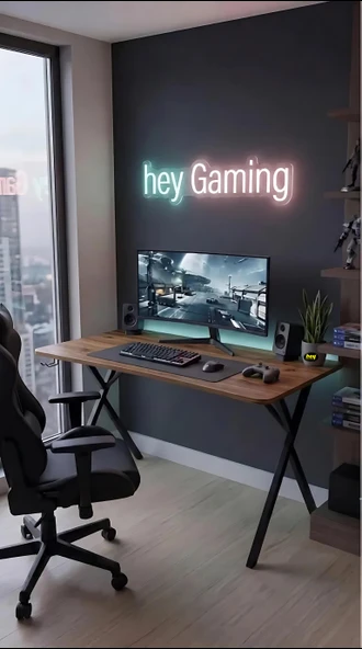 Hey Gaming Profesyonel Oyuncu Masası Ceviz 120 Cm Siyah Ayak ürün görseli 1