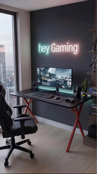 hey modüler mobilya HeyGaming Profesyonel Oyuncu Masası Siyah Kırmızı 120 Cm ürün görseli 1