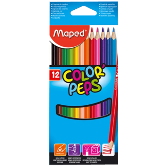 Maped Kuru Boya Karton Kutu Tam Boy Üçgen 12 Renk 183212 ürün görseli 1
