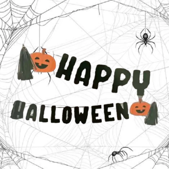 Cadılar Bayramı Banner Happy Halloween Kabaklı 25*300cm ürün görseli 1